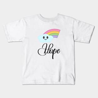 Hope with Kawaii Cute Rainbow Cloud Kids T-Shirt